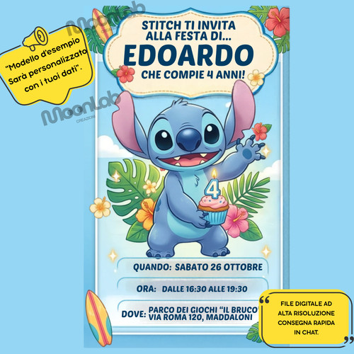 Invito digitale stitch - invito,