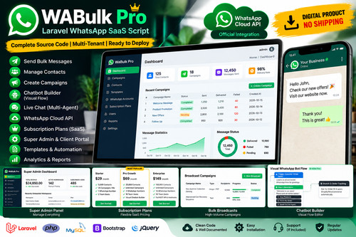 Wabulk pro laravel - pro, whatsapp