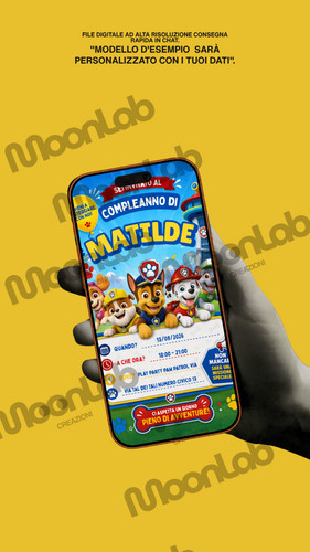Invito digitale paw patrol - invito,